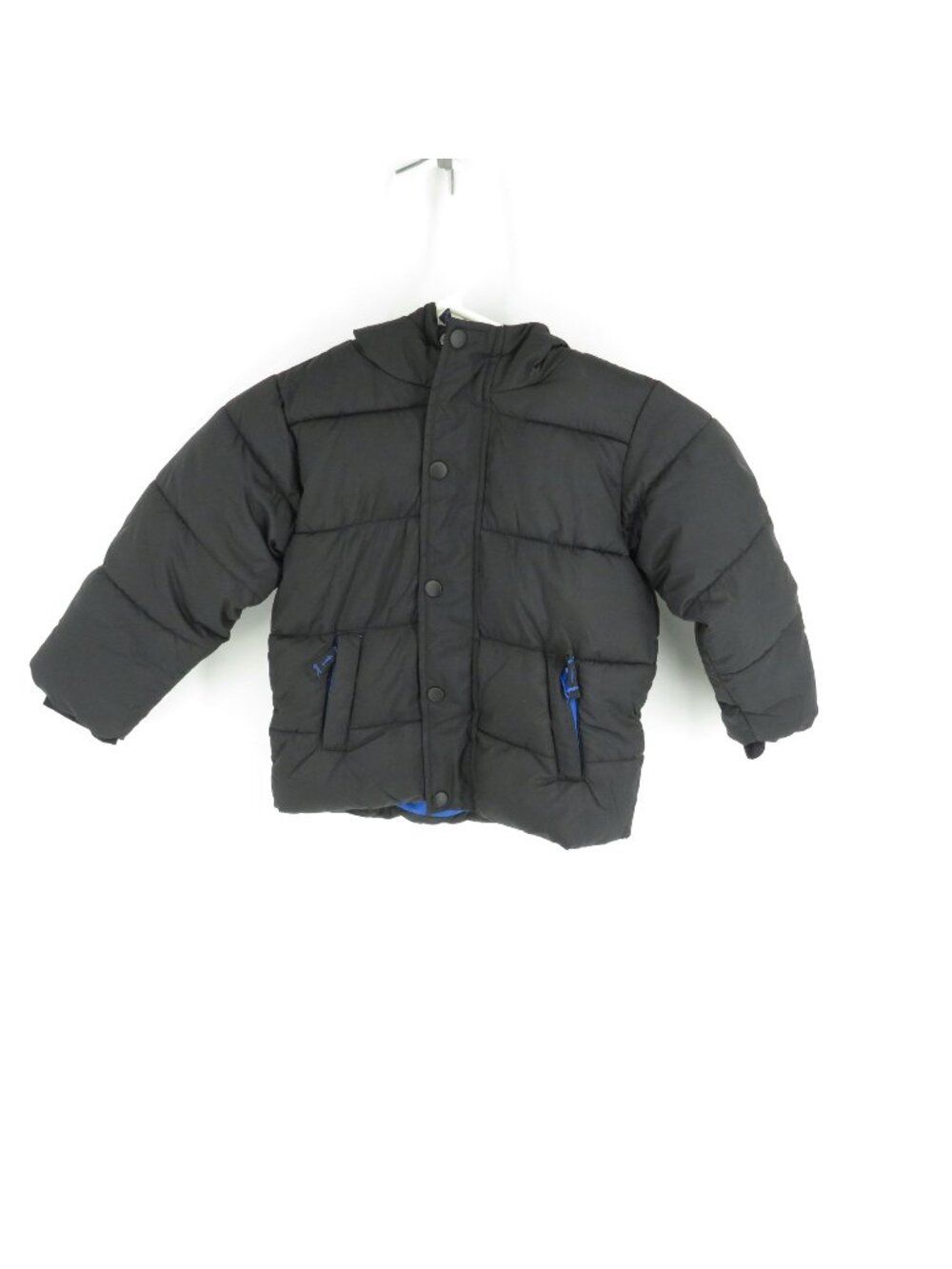 Amazon Essentials Kids Puffer Jacket Black With Hood & Blue Lining Size 3T